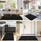 hicorfe Front Door Mat Outside Entrance,32"x40" Absorbent Muddy Dirt Resist Welcome Door Mats Outdoor Indoor,Stain and Fade Resistant,Non Slip Backing Entry Mat Doormat for Entryway(Black)