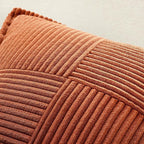 MIULEE Dark Rust Fall Decorative Throw Pillow Covers for Couch Bed Livingroom 16x16 Inch Set of 2 Boho Accent Throw Pllows Broadside Striped Patchwork Soft Corduroy Pillowcases