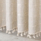 MitoVilla Boho Farmhouse Shower Curtain Set, Modern Boho Shower Curtains for Bathroom Decor, Tan Brown Polyester Linen Fabric Shower Curtain, Rustic Neutral Weave Cloth Shower Curtain, Taupe, 72 x 72
