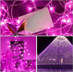 ILLUMINEW Pink String Lights Outdoor Valentines Day Decorations, 8 Modes Fairy Christmas Lights Plug in for Bedroom Tree Outsides Decor (Pink, 100Led)