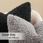 MIULEE Pack of 2 Throw Pillow Covers 18x18 Inch Neutral Black Faux Fur Decorative Sherpa Pillow Covers Fuzzy Accent Soft Sheepskin Fleece Cushion Cases for Boho Home Decor Couch Living Room Bed