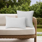 Decorative Outdoor Water Repellent Throw Pillows with Inserts, Set of 4, 20" x12" Pillows for Patio, Backyard, Bed, Couch, and Patio Furniture, Tan Stripe