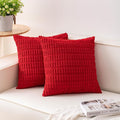 Pack of 2 Corduroy Decorative Throw Pillow Covers 20x20 Inch Soft Striped Pillow Covers Modern Farmhouse Home Decor for Sofa Living Room Couch Bed（Red）