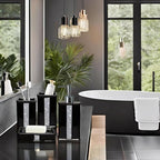 Bath Accessories Sets for Bathroom,Black Bathroom soap Dispenser Set,Ceramic Liquid Dispenser Pump, 2 Tumbler Cup,Soap Dish-Bathroom Home Decor Clearance (12 Ounce Black)