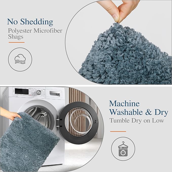 Walensee Large Bathroom Rug (24 x 60, Slate) Extra Soft and Absorbent Shaggy Bath Mat Machine Washable Microfiber Non Slip Luxury Floor Mat