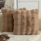 MANDIOO Pack of 2 Thick Plush Wool Decorative Throw Pillow Covers Super Soft Wave Bubble Fur Velvet Cushion Covers Pillow Shams for Couch Bed Living Room 18x18 Inch Camel