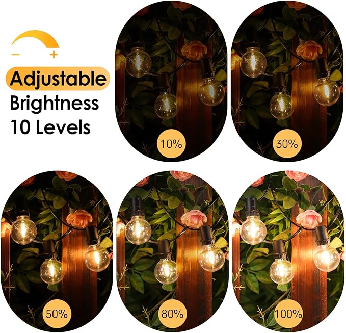 Mlambert 96FT(2x48FT) Solar String Lights with Remote, Outdoor Waterproof Patio Lights with 36 LED Shatterproof G40 Bulbs(2 Spare) for Yard-Black Wire