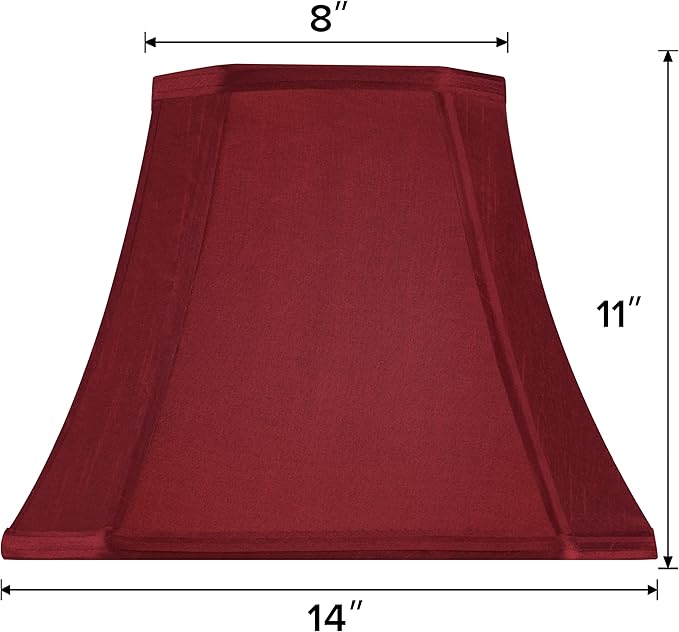 GO&SO Square Cut Corner Lampshades Burgundy Red, 8x14x11 Inch Medium Table Lamp Shades, Natural Faux Silk Lamp Shade for Floor Lamps,Bedroom and Living Room, Easy Assembly Required (Set of 2)