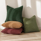MIULEE Modern Farmhouse Decorative Pillow Covers 18x18 Inch Set of 4 Natural Rustic Throw Pillows Neutral Warm Soft Corduroy Couch Pillowcases Home Decor for Sofa Living Room Bed Christmas Green