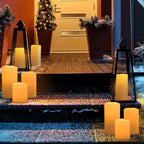6" 8" 10" x 5" Waterproof Outdoor Flameless Candles Battery Operated LED Flickering Pillar Candles with Remote and Timer for Indoor Outdoor Lanterns, Long Lasting, Ivory White Large, Set of 3