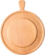 Charcuterie Board - Round Solid Wood Cutting Board for Kitchen with Groove & Handle, Cheese Board for Vegetables, Bread, Fruits, Meat - Decorative Wooden Serving Tray House Warming Gift