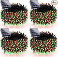 4 Pack 180FT Solar Christmas Lights Outdoor Waterproof, Super Bright 320 LED Solar String Lights with 8 Lighting Modes, Green Wire Twinkle Tree Light for Outside Xmas Party Decorations (Red and Green)