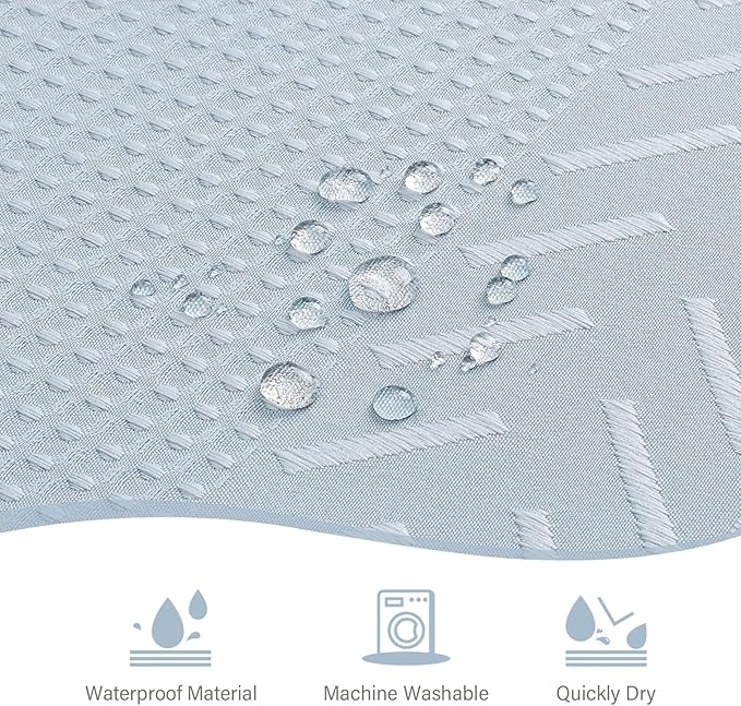 3D Embossed Pattern Shower Curtain, Simple and Chic Pattern Vintage Curtain for Bathroom, Waterproof Fabric Shower Curtains with Hooks, 36 W x 72 H, Fogblue