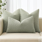 MIULEE 20x20 Inch Decorative Pillow Covers for Couch Bed Set of 2 Textured Boucle Neutral Winter Throw Pillows Sage Green Accent Solid Cushion Pillowcases Sofa Livingroom Home Decor