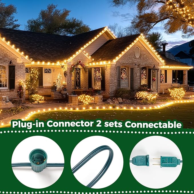 Vintage C9 Christmas Lights Outdoor, 50 FT C9 String Lights with 50 Clear Bulbs, Waterproof Christmas Tree Light for Outdoor Indoor Xmas Roofline Backyard Garden Patio Home Holiday Decor, Green Wire