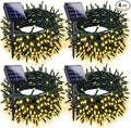 4-pack Solar Christmas Lights Outdoor Waterproof, 400LED 132FT Solar String Light with 8 Lighting Modes, Solar Tree Lights Green Wire for Xmas Tree Party Wedding Garden Fence Decoration (Warm White)