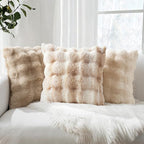 MIULEE Pack of 2 Decorative Pillow Covers Thick Soft Plush Faux Fur Throw Pillows Luxury Home Decor for Couch Bedroom Living Room Sofa,18x18 Inch White-Beige