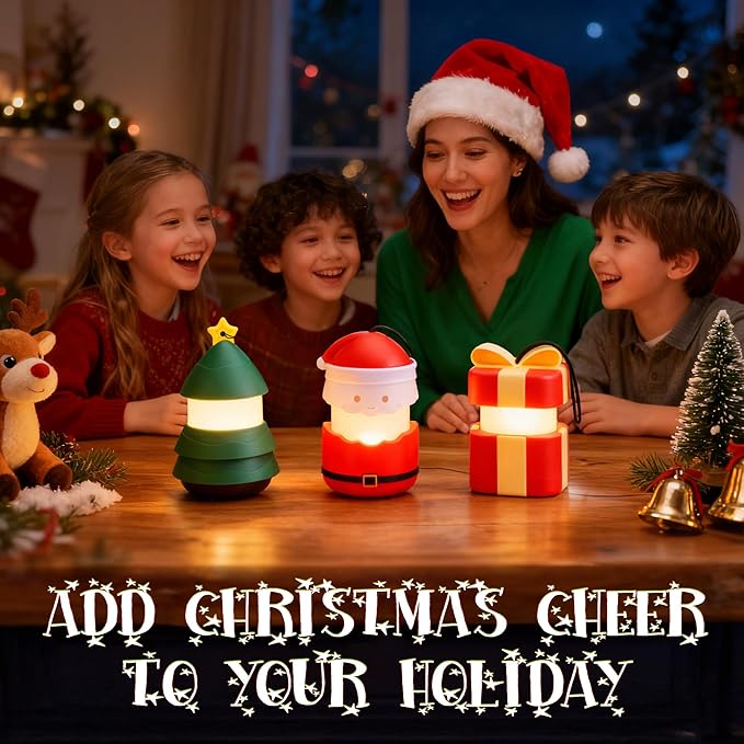 Christmas Gift EverBrite Santa Claus Lantern 3 Pack, 5 Light Modes Holiday Decoration Presents for Women and Men, AAA Batteries Contained Stocking Stuffers, Christmas Lights Indoor & Outdoor