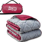 Waterproof Outdoor Blanket 82”X 55” Packable, Stadium Blankets for Camping with Sherpa Fleece Lining, Large Windproof Emergency Throw Mat for Garss Picnic Hiking Road Trip, Machine Washable, Wine