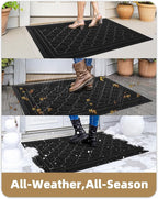 Color&Geometry Large Front Door Mat Outside Entrance, Heavy Duty Non Slip Low Profile Doormat for Entryway, Trap Dirt and Moisture Welcome Mats All-Weather, Easy Clean, Patio, Garage, 36"x60" Black