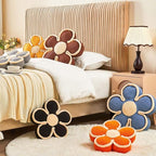Flower Pillow, Soft Shaped Floor Cushion, Decorative Throw Pillow, Cute Seating Cushion, Room Decor Plush Pillows for Sofa Couch Bed (17.7 Inch, Black)