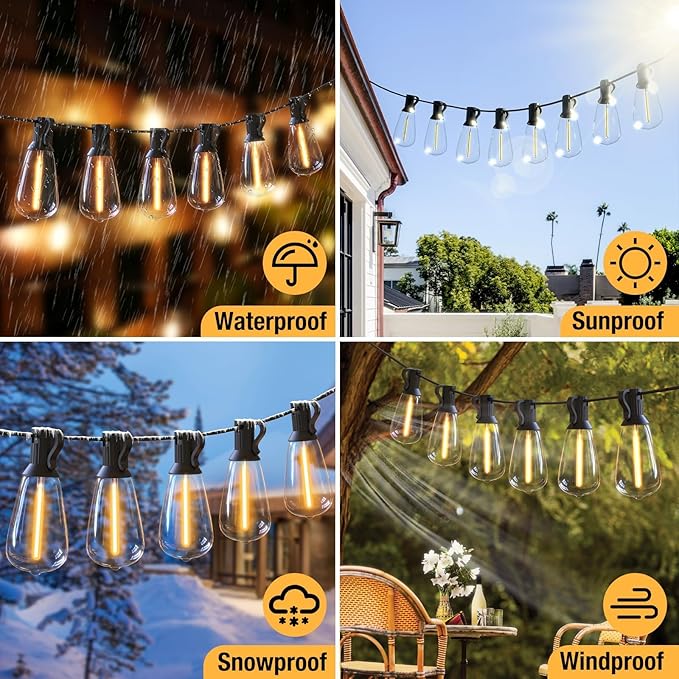 litogo 240FT Dimmable Patio Lights Waterproof, LED Outdoor String Lights with Shatterproof Edison Bulbs, Outside Hanging Light with Timer for Bistro Yard Tent Garden Camp