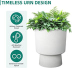 16.75"H Urn-Style Tall Planters, 2-Pack Modern Large Flower Pots for Outdoor Indoor, 2-in-1 Design Plant Containers for Garden Patio Yard Balcony Porch or Home Decor, White Terrazzo, UV-Protect