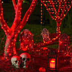 JMEXSUSS 2 Pack Red Fairy Lights Battery Operated, Total 400 LED 132ft Halloween Lights with Remote, 8 Modes Twinkle String Lights for Bedroom Wreath Tree Xmas Valentine Halloween Decorations