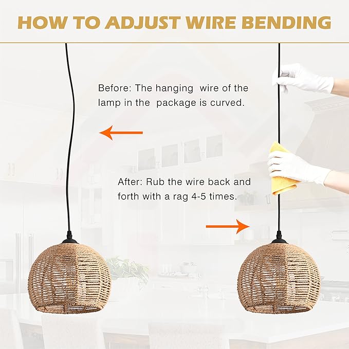 Mini Hemp Rope Woven Pendant Light Woven Light Fixture Boho Chandelier Light Fixture Wicker Pendant Light Rattan Light Pendant Dome Wicker Chandelier for Bedroom Kitchen Island(Bulb Incl.)