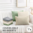 Simmore Decorative Throw Pillow Covers 12x20 Set of 2, Soft Natural Plush Flannel Double-Sided Fluffy Lumbar Pillow Covers for Couch Sofa Living Room, Sage Green