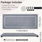 2 PCS Water Absorbing Stone Trays for Bathroom Sink & Kitchen Counter, Fast-Drying Diatomite Sink Coasters, Vanity Tray, Hand Soap Holder with Anti-Skid Pads (11" x 4.7" Gray)