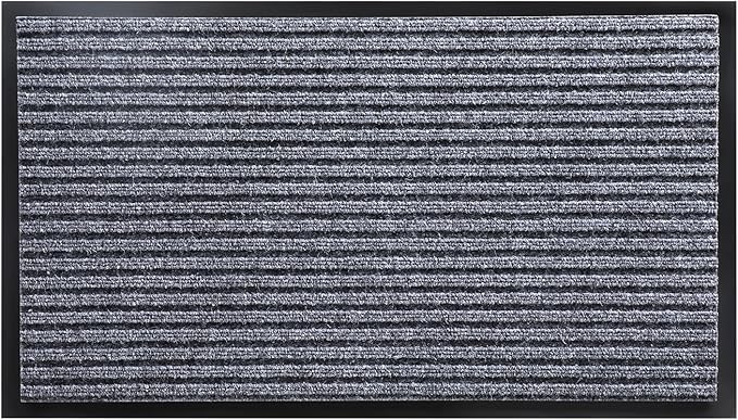 Yimobra Front Door Mat Outdoor Indoor Entrance, 100% Waterproof All-Season All Weather Doormat, Welcome Matt Outside Entry, Non Slip, Low Profile, Heavy Duty Patio Porch Floor Mat,29.5x17, Gray White