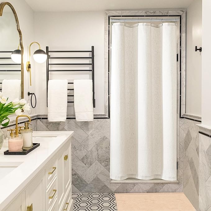 Cream Linen Stall Shower Curtains Natural Ivory Boho Shower Curtains for Bathroom Small Stall Bath 36x72 Cloth Fabric Half Narrow Water Repellent RV Drapes for Bathtub 36 x 72 Inches