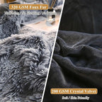 XeGe Faux Fur Throw Pillow Cases, Plush Shaggy Ultra Soft Pillow Covers, Fluffy Crystal Velvet Decorative Pillowcases, Furry Fuzzy Pillow Shams Zipper Closure, Set of 2(Standard, Gray Ombre)