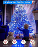 355FT 900 LED Christmas Lights, Extra Long Outdoor String Lights Waterproof, Timer & Memory, 8 Modes Dimmable Plug in Fairy Lights for Outside Tree Wedding Patry Holiday Decorations, Blue and White