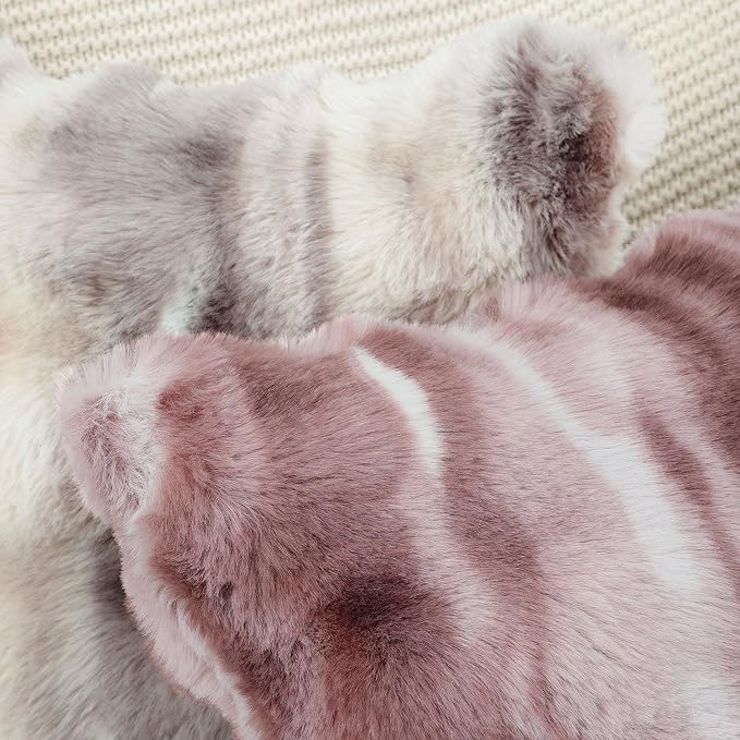 MADIZZ Pack of 2 Thick Plush Wool Throw Pillow Covers 22x22 Inch Pink Soft Neutral Decorative Throw Pillows Accent Boho Cushion Covers for Couch Sofa Bedroom Pillow Shell