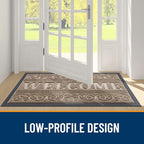 OLANLY Welcome Door Mat Indoor Outdoor Entrance, Heavy Duty Sturdy Front Door Mat, Waterproof All-Weather Doormat, Stain Resistant, Low Profile, Easy Clean Patio Entryway Mat, 29.5 x 17, Light Brown