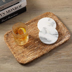 Natural Marble Vanity Tray, 11.8" Travertine/Stone Bathroom Tray Countertop, Golden Stone for Perfume Jewelry Holder, Decorative Dresser Organizer, Storage for Kitchen Sink(Walnut Traver)