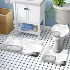 Lnond 4Pcs Bathroom Shower Curtain Sets with Rugs,White Black Painting Art Bathroom Sets with Shower Curtain and Rugs and Accessories