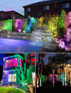 SUNVIE 24 Pack Halloween RGBW Low Voltage Landscape Lights 12W LED Color Changing Landscape Lighting with Remote Control and Wire Connectors, AC/DC 12V-24V Waterproof Outdoor Spotlight for Yard Garden