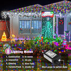 66FT 200 LED Christmas Lights Outdoor, Plug in Christmas String Lights Indoor, Waterproof & 8 Modes & Timer Function, Connectable Fairy Twinkle Light for Bedroom Classroom Wedding Decor, Multicolor