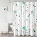 QiyI Long Shower Curtain 72 x 78, Modern Watercolor Floral Bath Curtain, 3D Embossed Sage Green Flower Cloth Bathroom Curtain, Waterproof Fabric Rustic Farmhouse Shower Curtain Set with Hooks