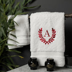 Decorative and Monogrammed Hand Towels for Bathroom Kitchen Makeup | Personalized Gift for Wedding-Bridal | Roman Font Custom Luxury Turkish Towel | Spa Collection, Oversized, 16 X 30 Inch, Set of 2