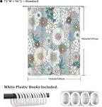 Floral Shower Curtain Rustic Various Floral Plant Curtain for Bathroom Tropical Botanical Farmhouse Waterproof Decor Shower Curtain with Hooks 72x96Inch