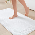 Madison Park Splendor Reversible 100% Cotton Tufted Bathroom Rug-3000 GSM Hotel Quality Luxurious Plush Medium Pile Bath Mat Absorbent, Quick Dry, Shower Room Décor, 17x24 White