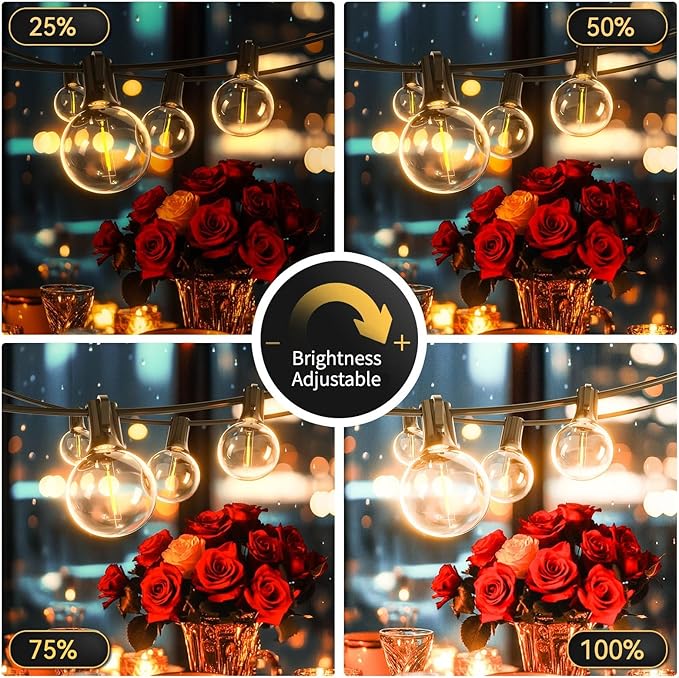 G40 Solar String Lights Outdoor with Remote 100 FT, USB & Solar Dual Charging, Waterproof, 8 Modes 3 Timers, 34+3 LED Globe Shatterproof Bulbs, Dimmable Solar Light for Camping Backyard Porch Garden