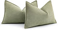MIULEE Pack of 2 Sage Green Decorative Lumbar Pillow Covers 12x20 Inch Soft Chenille Luxurious Couch Throw Pillows Farmhouse Cushion Covers with Elegant Design for Sofa Bedroom Living Room Home Decor