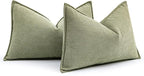 MIULEE Pack of 2 Sage Green Decorative Lumbar Pillow Covers 12x20 Inch Soft Chenille Luxurious Couch Throw Pillows Farmhouse Cushion Covers with Elegant Design for Sofa Bedroom Living Room Home Decor
