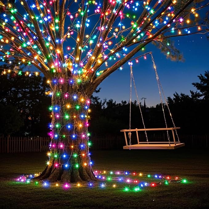 Christmas Lights Outdoor 8 Modes Clear Wire 131ft 400 LED, Colorful Twinkle Fairy Light Plug in for Bedroom Wedding Party Easter Christmas Decorations