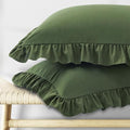 KKJIAF Ruffle Body Pillow Cases Set of 1, Ruffled Pillow Covers with Envelope Closure, Body Pillowcases Size of 20" x 54", Ruffled Long Pillow Shams, Olive Green